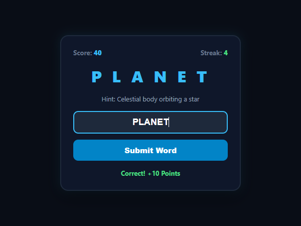 Word Scramble unblocked browser game